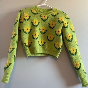 floral crop sweater